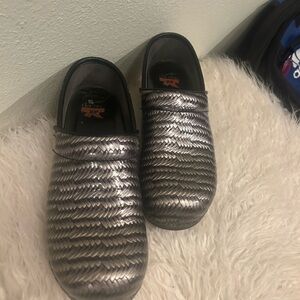 Silver Textured Slip-On Shoes